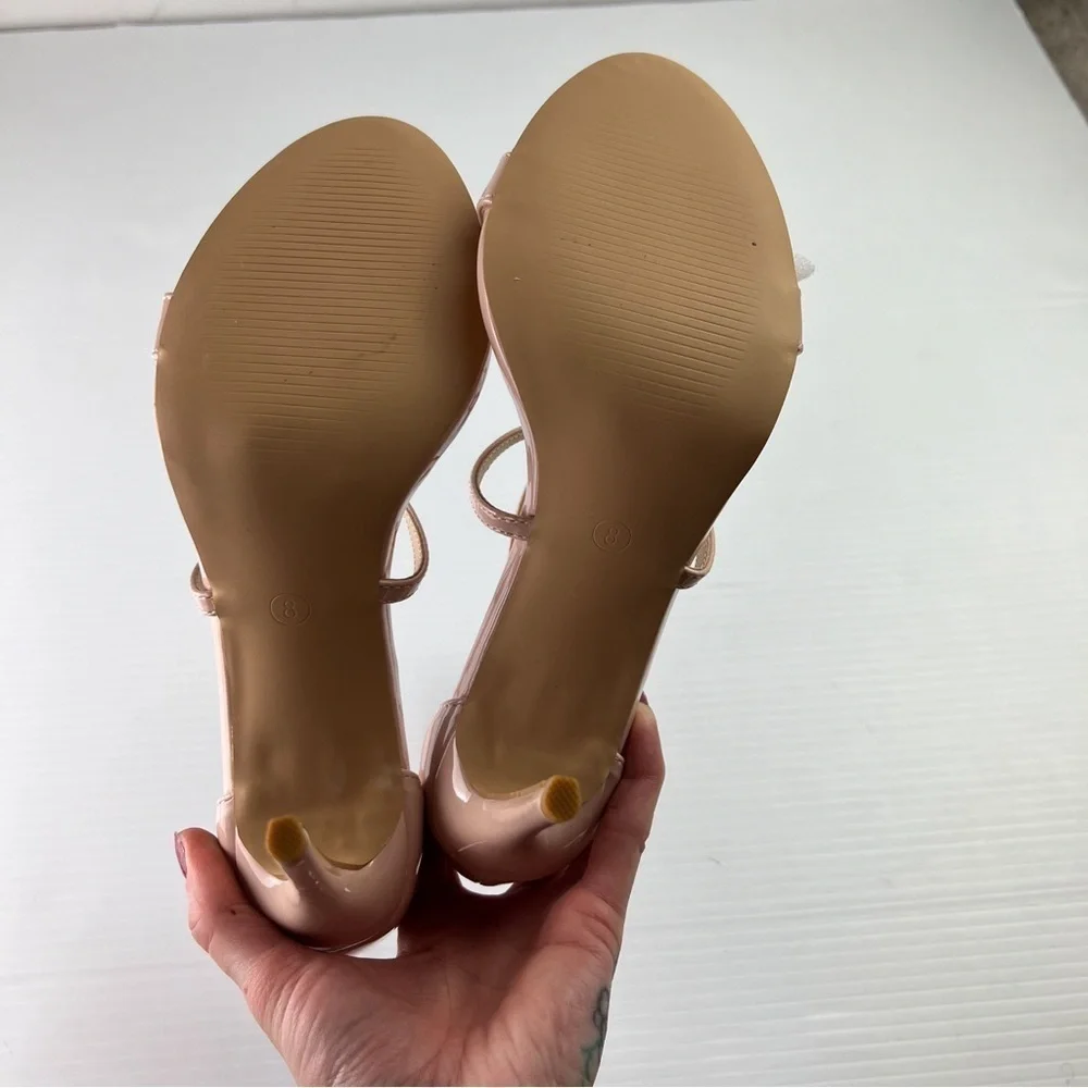 Elisabet Tang Heels womens 8 Neutral Beige Strappy Stiletto Wedding sandals